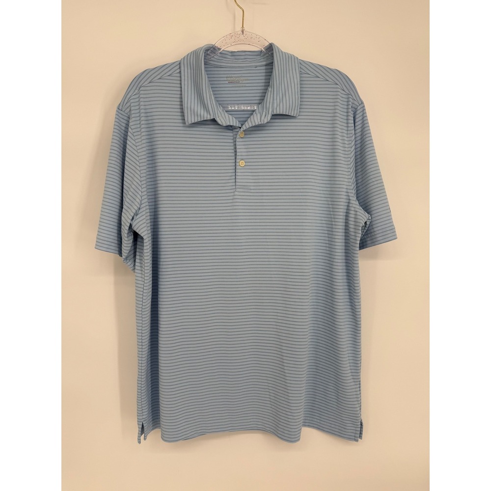 Walter Hagen Essentials Mens Light Blue Striped Short Sleeve Polo Shirt L